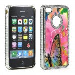 Wholesale iPhone 4 4S  Butterfly Crystal Diamond Chrome Case (Rainbow)